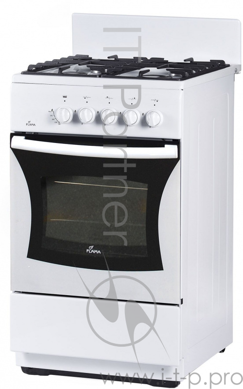Плита Газовая Flama FG 24027 W белый (без крышки) реш.чугун