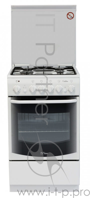 Комбинированная плита DE LUXE 5040.20гэ(кр) ШхГхВ 50x50x85,4 газовые горелки, электодуховка с терморегулятором, белая