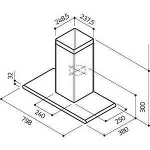 Вытяжка каминная Elica Galaxy BLIX/A/80 нержавеющая сталь/черный управление: сенсорное (1 мотор)