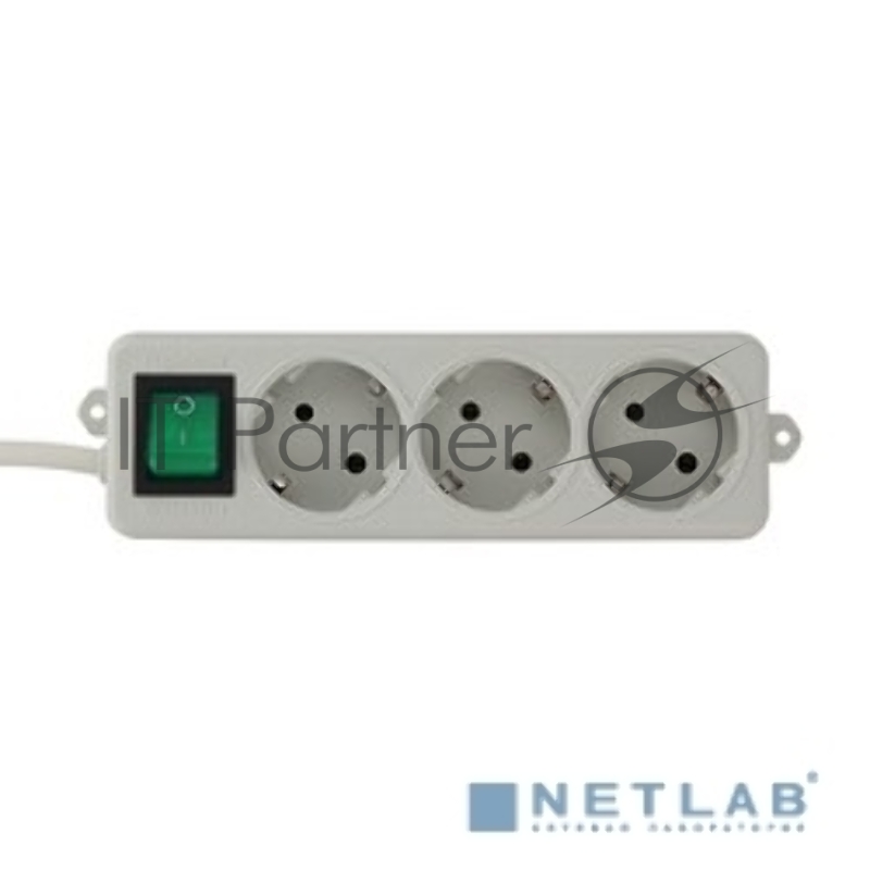 Сетевые фильтры Gembird Удлинитель Гарнизон EL-NB-G3-W-3, 3 евророзетки с выключателем и заземлением, допустимый ток 10А, длина 3м.