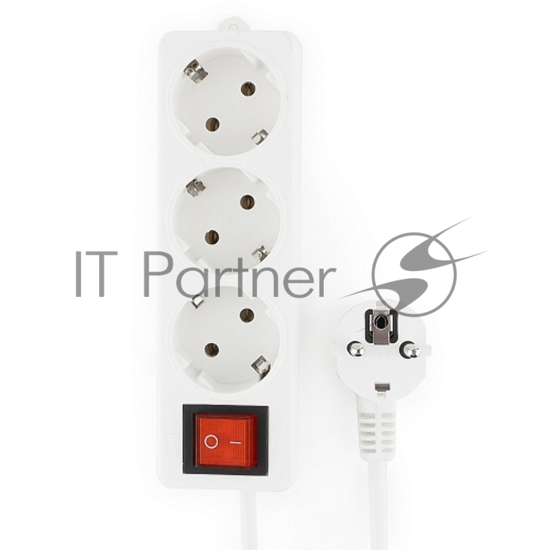 Сетевые фильтры Gembird Удлинитель Гарнизон EL-NB-G3-W-3, 3 евророзетки с выключателем и заземлением, допустимый ток 10А, длина 3м.