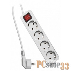 Сетевые фильтры Gembird Удлинитель Гарнизон ELB-G4-W-2, 4 евророзетки с выключателем и заземлением, допустимый ток 16А, длина 2м.