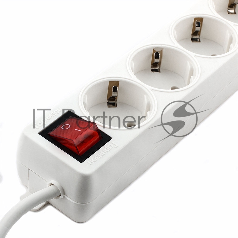 Сетевые фильтры Gembird Удлинитель Гарнизон ELB-G4-W-3, 4 евророзетки с выключателем и заземлением, допустимый ток 16А, длина 3м.