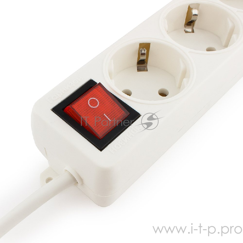 Сетевые фильтры Gembird Удлинитель Гарнизон ELB-G4-W-5, 4 евророзетки с выключателем и заземлением, допустимый ток 16А, длина 5м.