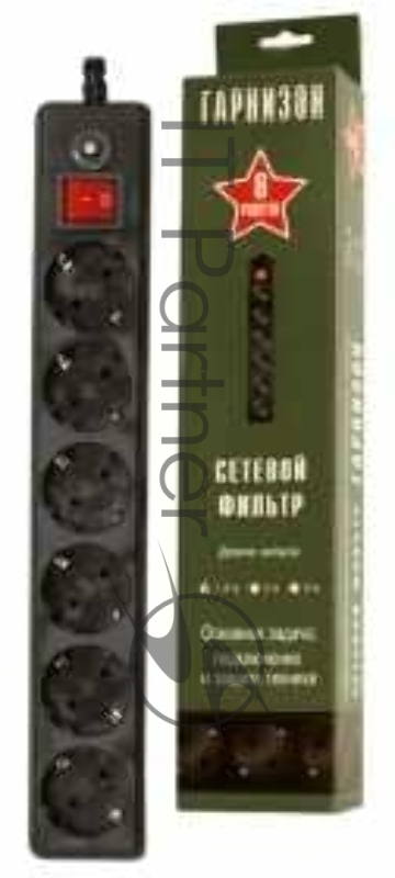 Сетевые фильтры Gembird Сетевой фильтр Гарнизон EHB-10 3.0м 6 розеток черный