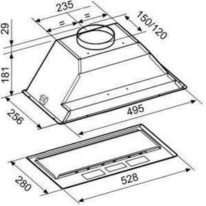 Встраиваемая вытяжка Korting KHI 6410 X / 60 см, 490 м3/ч, механическое управление, 3 режима, нержавеющая сталь