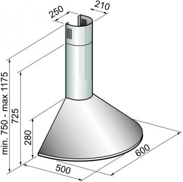 Вытяжки Korting Каминная, Retro, 60 см, 950 м3/ч, механическое управление, 4 режима, слоновая кость+бронза