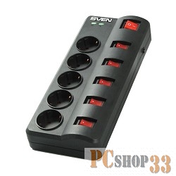Сетевые фильтры SVEN Фильтр Fort 5 м, 5 евророзеток, черный
