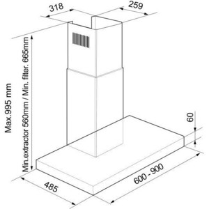 Вытяжка каминная Korting KHC 9957 X нержавеющая сталь