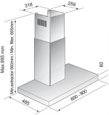 Вытяжка каминная Korting KHC 6957 X нержавеющая сталь