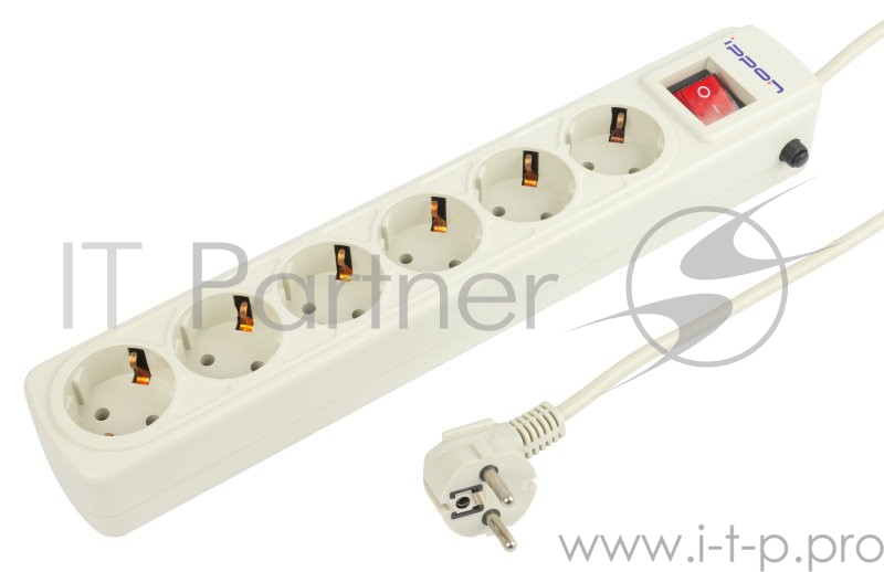 Сетевые фильтры IPPON Сетевой фильтр BK232 (6 розеток, 3 м) серый/белый (75108)