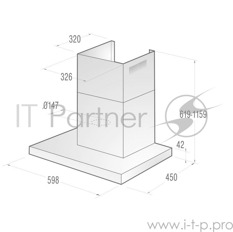 Вытяжка GORENJE Вытяжка GORENJE/ Тип каминная, 60см, мощность 576 куб.м, нержавеющая сталь