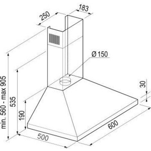 Вытяжка каминная Korting KHC 6431 N / 60 см, 400 м3/ч, механическое управление, 4 режима, черная