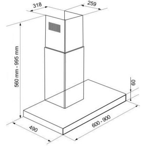Вытяжка каминная Korting KHC 6770 GW нержавеющая сталь + белое стекло