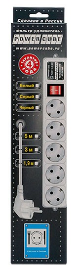 Сетевые фильтры PowerCube Фильтр B, 3.0м, 5 евророзеток (SPG-B-10-Black), черный