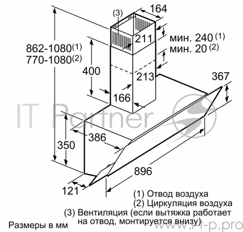 Вытяжка BOSCH Наклонная, 530м3/ч, 90см, цвет: черный