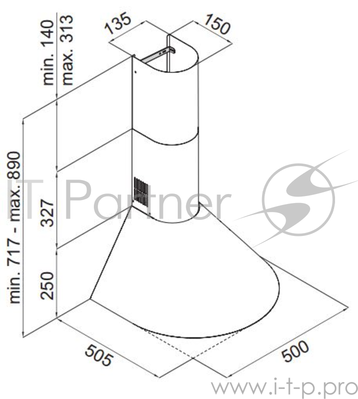 Вытяжка каминная Hansa OKC5111MIH нержавеющая сталь управление: ползунковое (1 мотор)