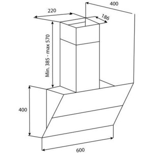 Вытяжка наклонная Korting KHC 65070 GN / 60см, электронное сенсорное управление Touch, 3 режима, 450 м3/ч., таймер, алюминиевый жировой фильтр, лампы освещения LED, ур.шума 50 дб, черное стекло