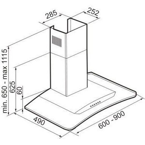 Вытяжка каминная Korting KHC 6954 X, 60 см, 950 м3/ч, электронное управление, цифровой дисплей, 4 режима, таймер, нержавеющая сталь + гнутое стекло