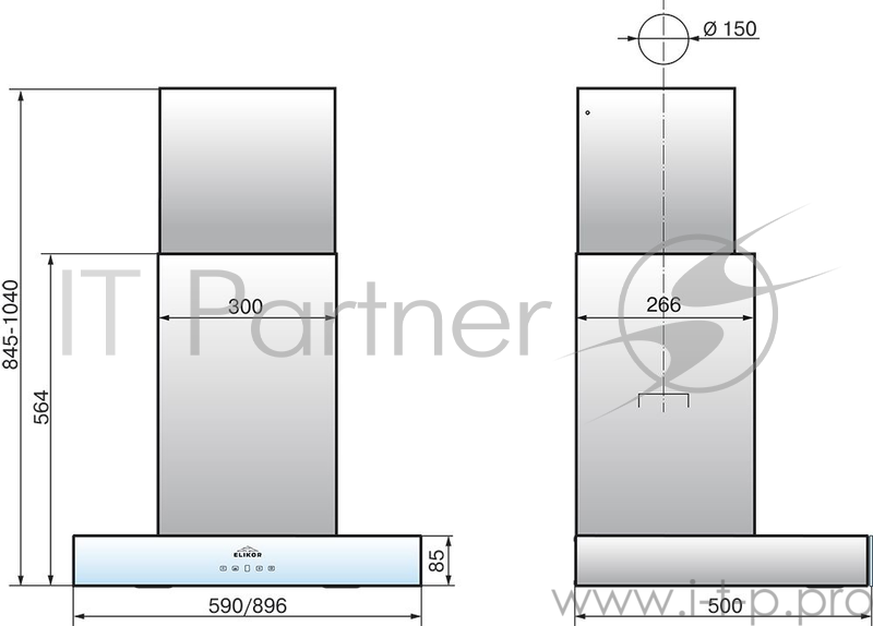 Вытяжка Эликор Агат 60Н-1000-Е4Д серебристый белый