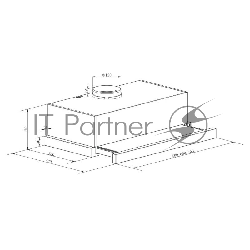 Вытяжка встраиваемая LEX HUBBLE 500 серебристый 570м3/час LED лампы