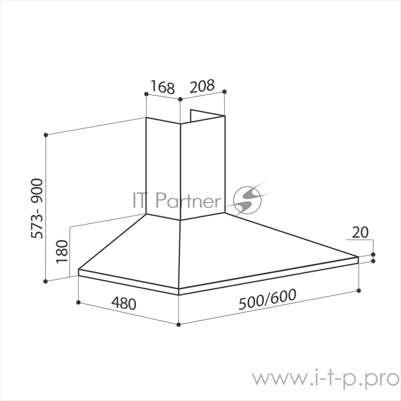 Вытяжка купольная LEX BASIC 600 WHITE белый 540м3/час лампы накаливания