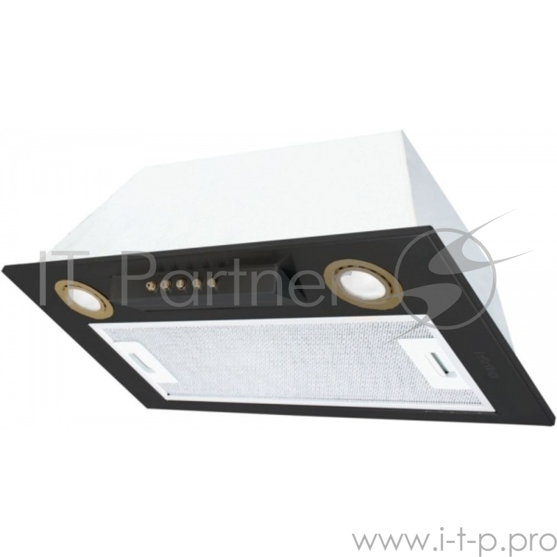 Встраиваемые вытяжки Korting Полностью встраиваемая, в шкаф 60см, механическое управление, 3 режима, 650 м3/ч., алюминиевый жировой фильтр, LED освещение, ур.шума 54 дб, цвет - черный, кнопки и ободки ламп освещения - бронза