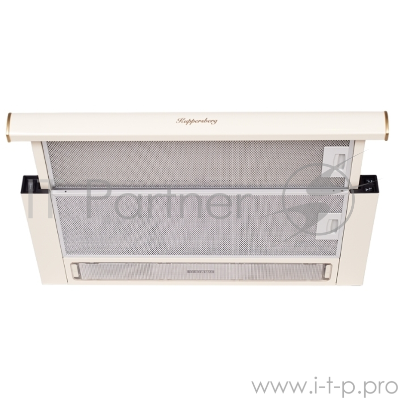 Встраиваемая вытяжка Kuppersberg Встраиваемая вытяжка, ширина 60 см, отвод/рециркуляция, 550 м3/час, механическое управление, 3 скорости, освещение 2х40 Вт, металлические жироулавливающие фильтры, угольный фильтр С3С (опция), 38-54 дБ, цвет бежевый (