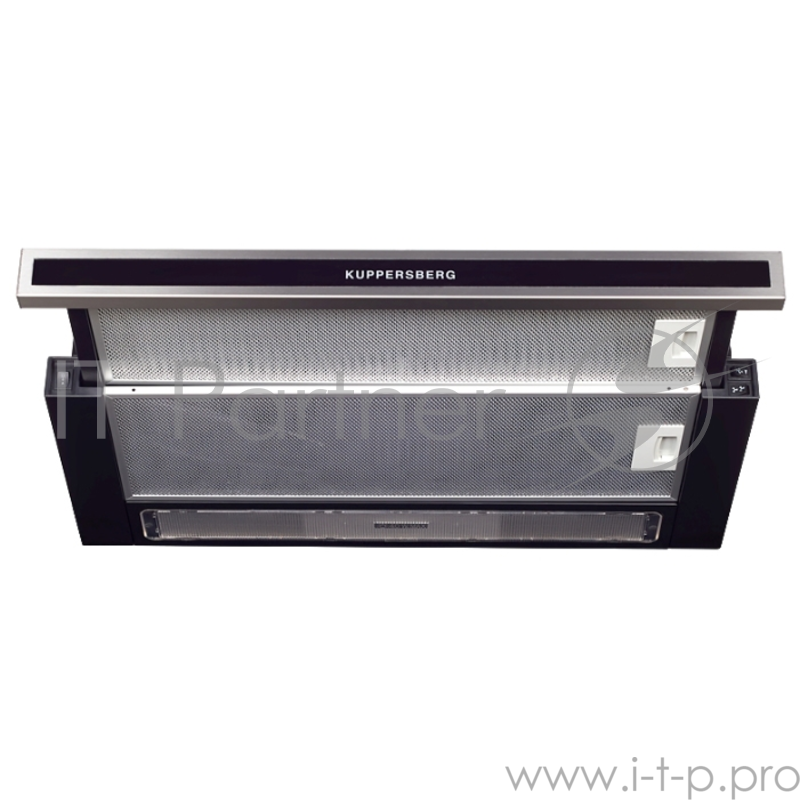 Встраиваемая вытяжка Kuppersberg Встраиваемая вытяжка, ширина 60 см, отвод/рециркуляция, 550 м3/час, механическое управление, 3 скорости, освещение 2х40 Вт, металлические жироулавливающие фильтры, угольный фильтр С3С (опция), 38-54 дБ, цвет нержавеющ