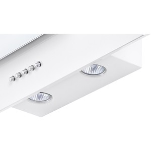 Вытяжки Weissgauff Наклонная, 60см, 800 м3, поверхность:металл, кнопочное управление, декоративный двух-элементный короб и гофрокороб в комплекте, белая