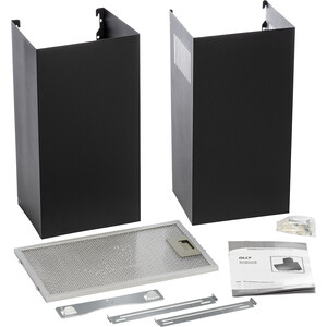 Вытяжка Krona Olly 600 black PB наклонная монтируется к стене отвод / циркуляция Макс. производительность 500 куб. м/ч ширина для установки 60 см мощность 67 Вт мощность двигателя 65 Вт механическое управление тихий двигатель периметриальное всасыва