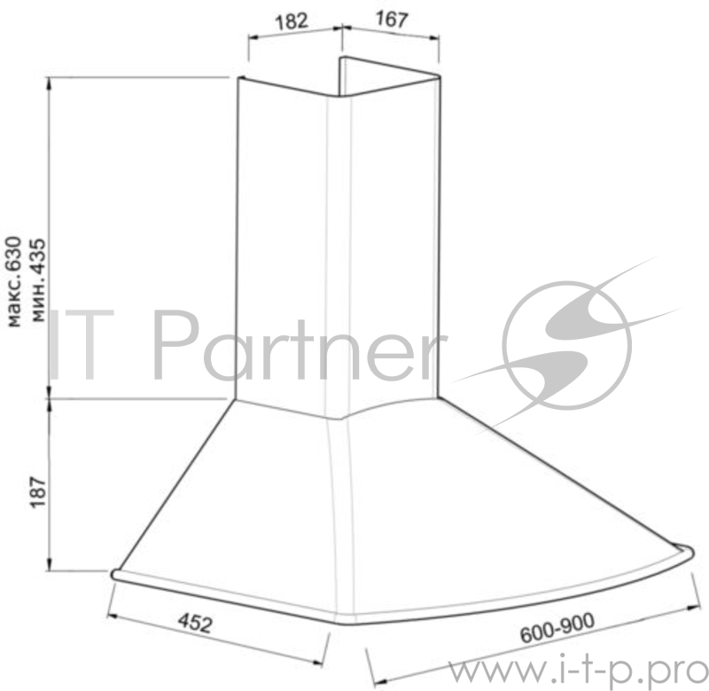 Вытяжки Korting Купольная, 60 см, 600 м3/ч, механическое управление, 3 режима, черный+бронза