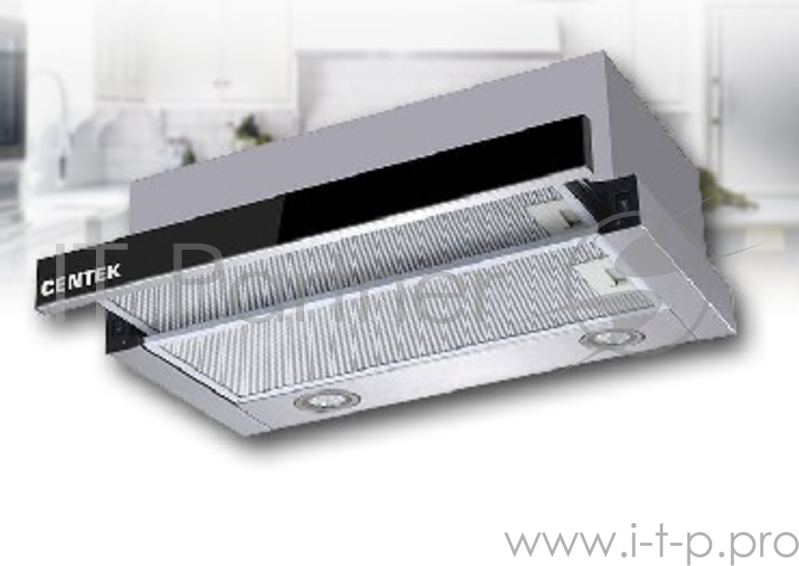 Вытяжка Centek СТ-1841-50 SS (сталь) ширина 50 см, СЛАЙДЕР, ЧЕРНАЯ ПАНЕЛЬ, LED, 600 м3/час, 225 Вт