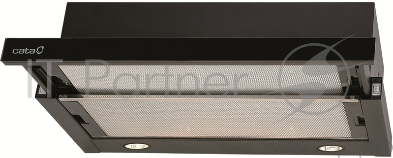 Вытяжка CATA TF 2003 60 BLACK GLASS встраиваемая 600м3/ч 44дБ 2скорости 2режима 2жир.фильтра черный