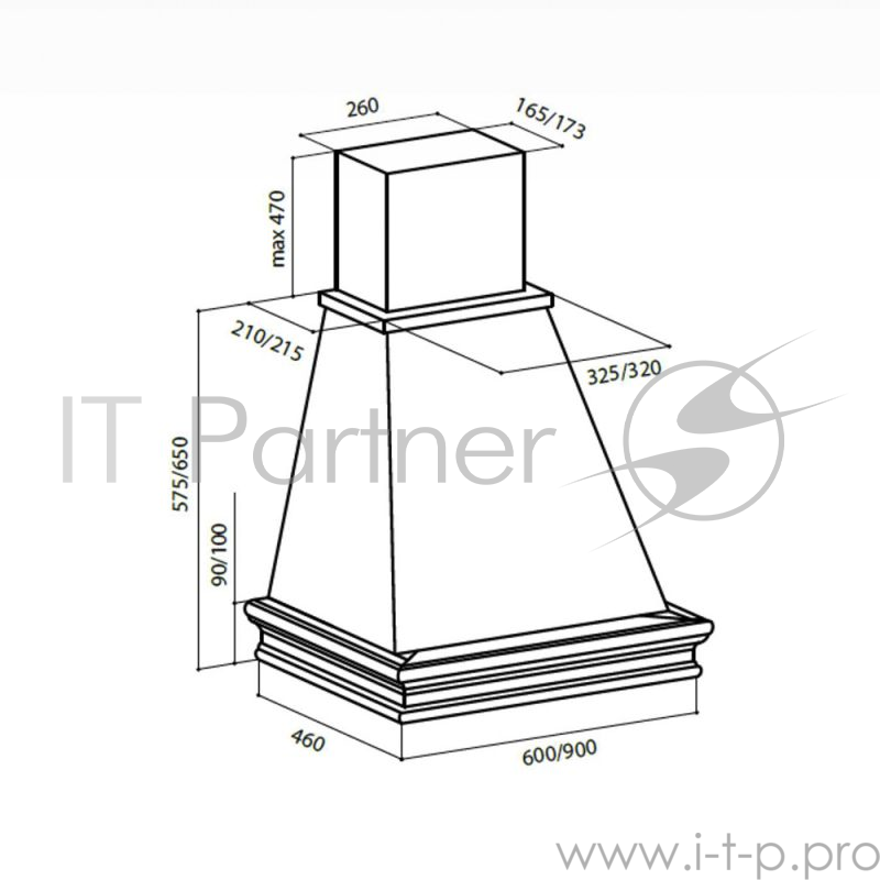 Вытяжка каминная Lex VERONA 900 белый/бук неокрашенный управление: ползунковое (1 мотор)