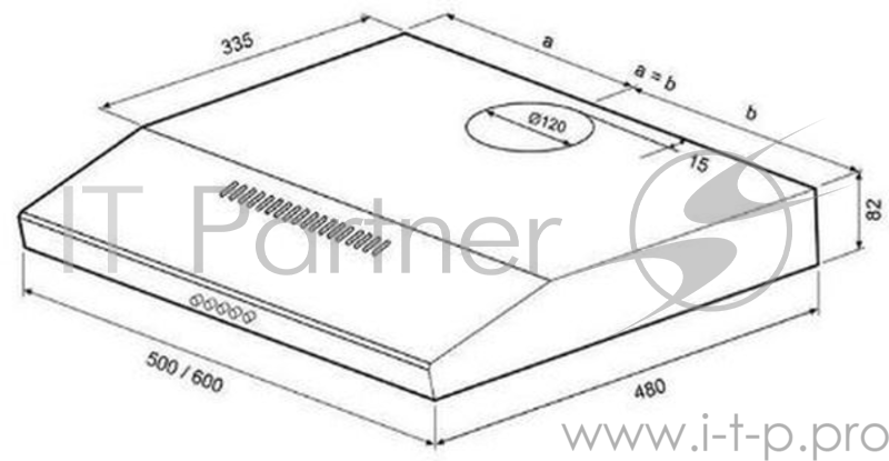 Вытяжка кухонная SHINDO ITEA 50 B Цвет - чёрный , производительность 350 м3/ч , 3 скорости , кнопочное управление , подсветка