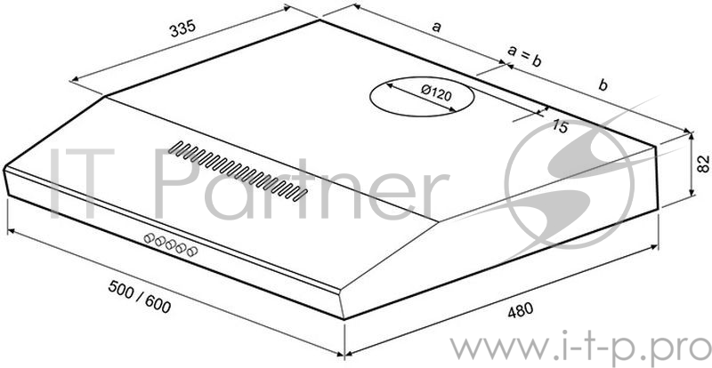 Вытяжка кухонная SHINDO ITEA 60 B Цвет - чёрный , производительность 350 м3/ч , 3 скорости , кнопочное управление , подсветка
