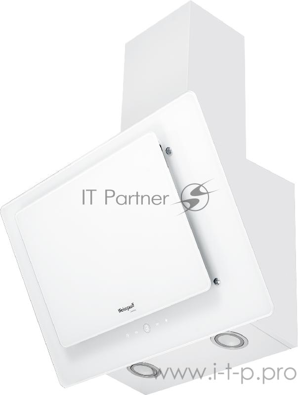 Вытяжка Weissgauff Наклонная, 60см, 800 м3, поверхность:закаленное стекло, сенсорное управление, дисплей, белая