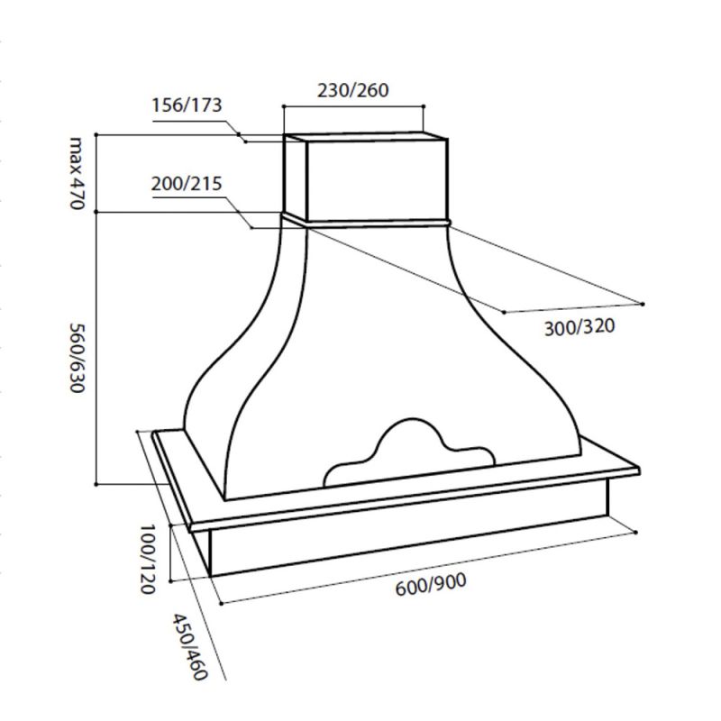 Вытяжка каминная Lex NAPOLI 600 cлоновая кость/бук неокрашенный управление: ползунковое (1 мотор)