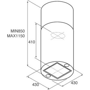 Вытяжка JET AIR PIPE ISLAND BL/A/43 / Декоративный дизайн, 43 см, 290 Вт, кнопочное управление, 1200 куб. м. , черная