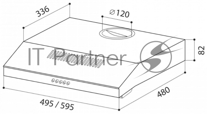 Вытяжка козырьковая Lex S 500 нержавеющая сталь управление: кнопочное (1 мотор)