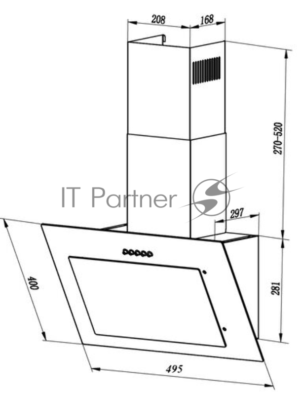 Вытяжка каминная Lex Mika G 500 черный управление: кнопочное (1 мотор)