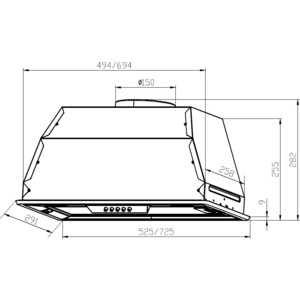 Вытяжка LEX GS BLOC P 600 INOX 25.8x28.2x52.5см, 46 дБ, 200Вт, 1050 м3/ч