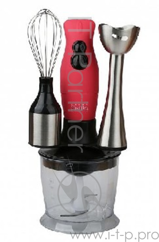 Блендер DELTA DL-7012D черный(Мощность 200 Вт. 2 скоростных режима. 3 типа сменных насадок: - насадка для смешивания – насадка для взбивания – измельчитель. Объем чаши измельчителя 0,5 л. Цвет черный.)