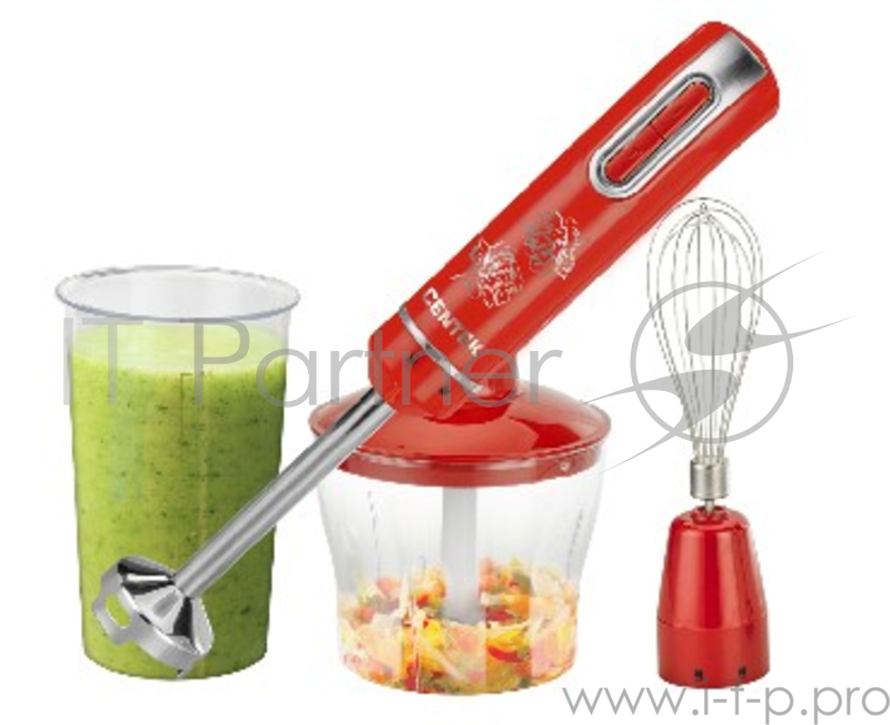 Блендер CENTEK CT-1339 красный Centek CT-1339 красный (красный) 800Вт DC мотор, стакан 800 мл, чоппер 500 мл, венчик