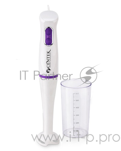 Блендер погружной Centek CT-1317 белый/фиолетовый, 400Вт, 2 режима