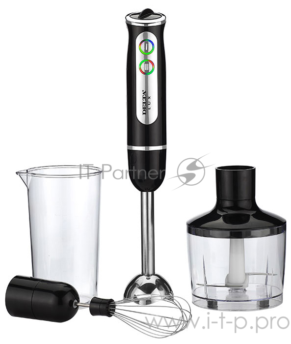 Блендер DELTA LUX DL-7039В черный мощность 800 Вт механическое управление мерный стакан мельничка корпус из пластика плавная регулировка скорости