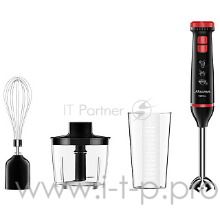Блендер АКСИНЬЯ КС-307В черный с красным: 1000Вт, нож из нерж. стали,2 скорости,Турбо(6)