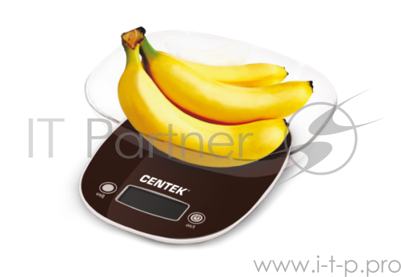 Весы кухонные Centek CT-2456 (шоколад) электр., max 7кг(!!!), шаг 1г, большая съемная чаша, дисплей