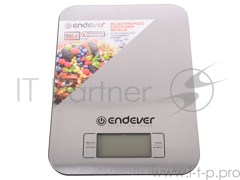 Электронные кухонные весы Endever Skyline KS-525, вес от 2 г до 5 кг. Стальной корпус, LCD-дисплей, авто отключение